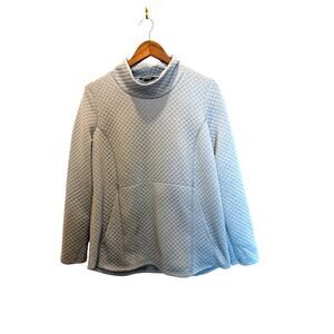 Light Blue Stoic Quilted Cowl Neck Pullover Sweatshirt